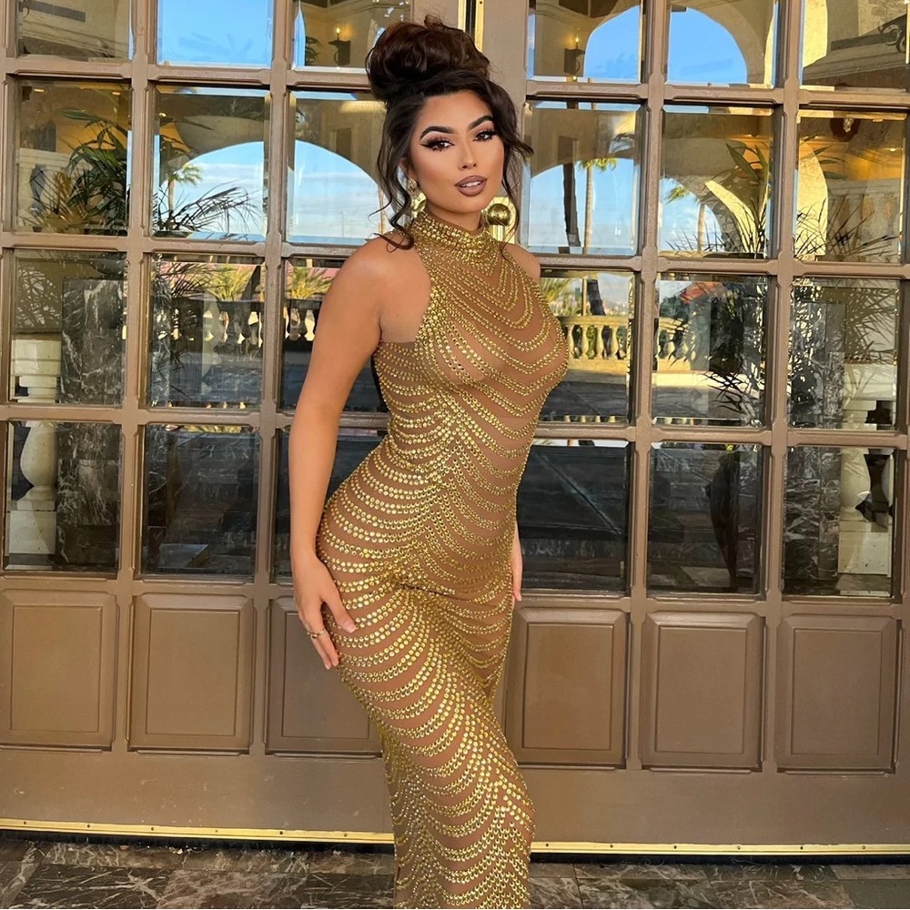 Gold designer dress